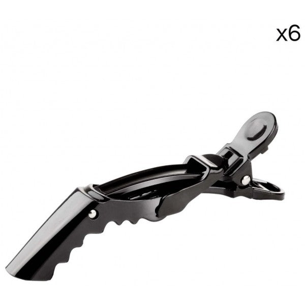 Pack de 6 pinces crocodile noires 10 cm